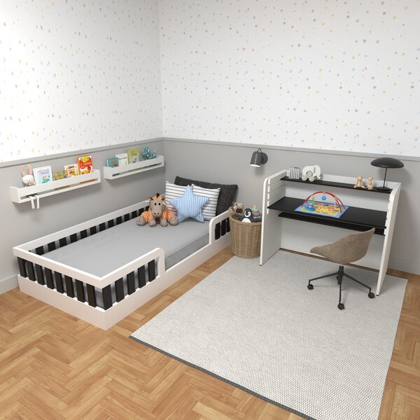 Conjunto Infantil De Cama Montessoriana E Escrivaninha Com Re