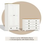 Conjunto Infantil Guarda-roupa 2 Portas E Cômoda 8 Gavetas 10