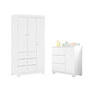 Conjunto Infantil Guarda Roupa 3 Portas E Cômoda Ceci 100% Md