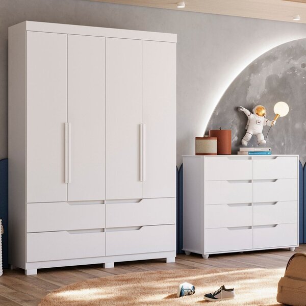 Conjunto Infantil Guarda-roupa E Cômoda Circus Branco