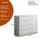 Conjunto Infantil Guarda Roupa E Cômoda Tais 100% Mdf Branco