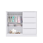 Conjunto Infantil Guarda Roupa E Cômoda Yumi 100% Mdf Branco