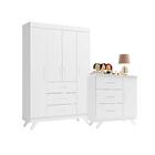 Conjunto Infantil Maya Branco Acetinado Roupeiro E Cômoda