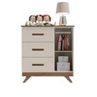 Conjunto Infantil Maya Off-white/carvalho Roupeiro E Cômoda