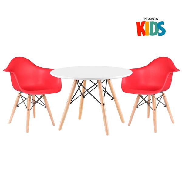 Conjunto Infantil - Mesa Eames Junior Branco + 2 Cadeira Eiff