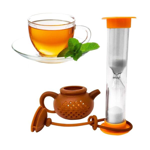 Conjunto Infusor De Chá Estilo Cesta Com Timer 2 Em 1 Prana