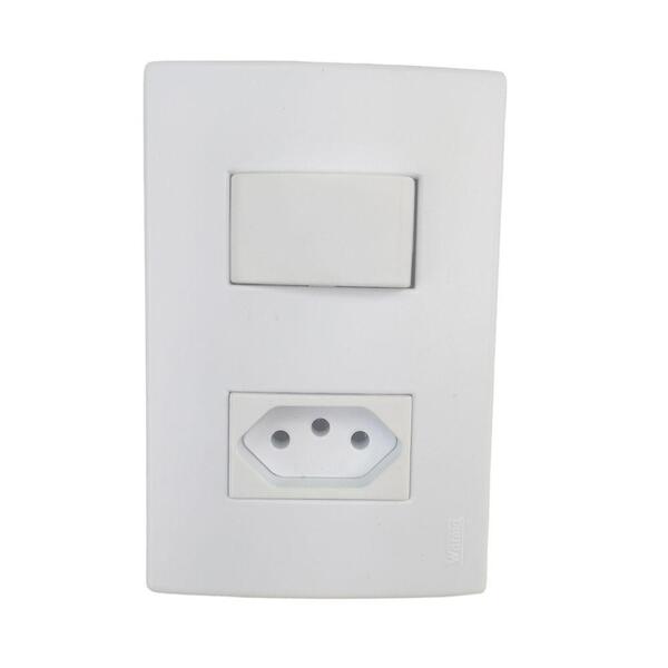 Conjunto Interruptor Com Tomada 2p + T Padrao Novo Placa 4x2