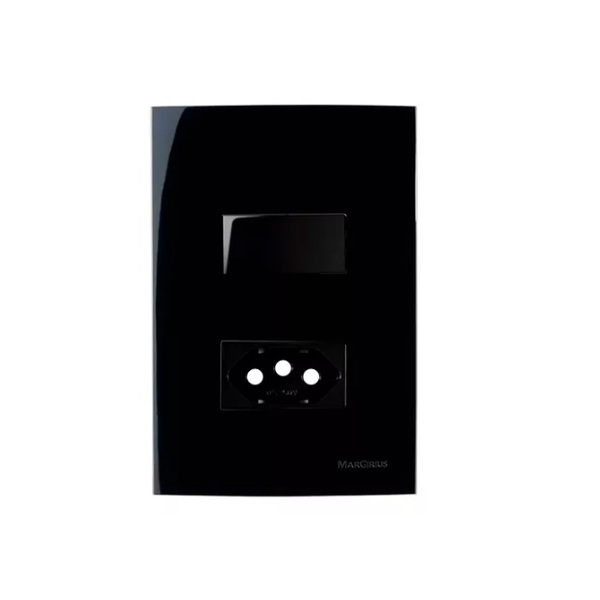 Conjunto Interruptor Paralelo + Tomada 20a 4x2 Preto Ebony Cl