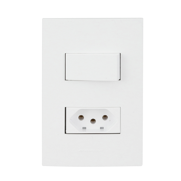 Conjunto de Interruptor Paralelo e Tomada 10A Branco InovaPro Alumbra