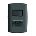 Conjunto Interruptor Paralelo + Tomada 2P+T 10A Grafite Simon 30