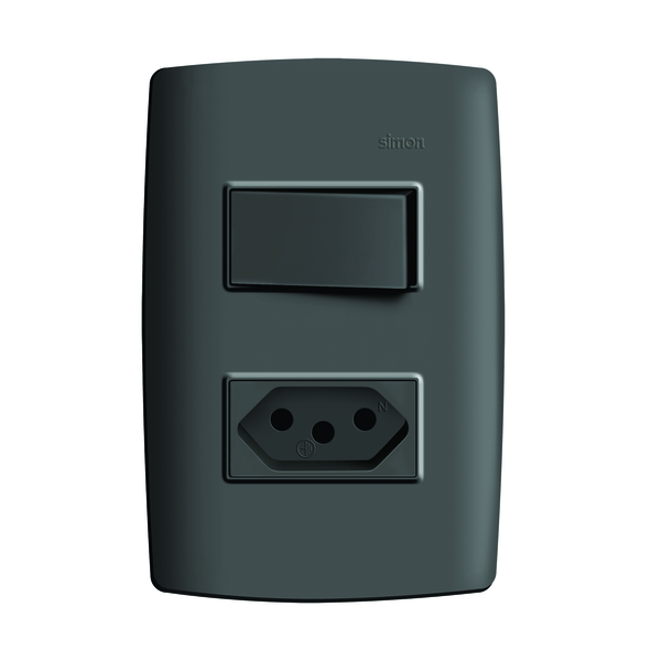 Conjunto Interruptor Paralelo + Tomada 2P+T 10A Grafite Simon 30