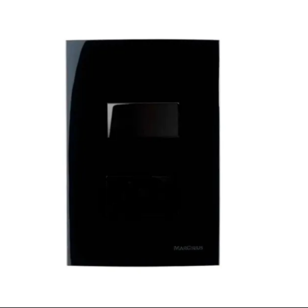 Conjunto Interruptor Simples 10a 4x2 Preto Ebony Clean Margir