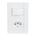 Conjunto Interruptor Simples 16A/250V e Tomada 10A/250V Branco Modulare Fame