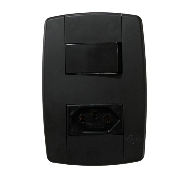 Conjunto Interruptor Simples + Tomada 10a 250v 4x2 Preta