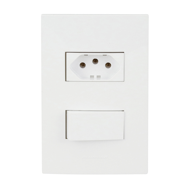 Conjunto Interruptor Simples e Tomada 10A Branco InovaPro Alumbra