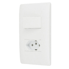 Conjunto de Interruptor Simples e Tomada Branco Habitat Fame