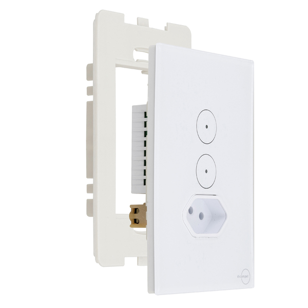 Conjunto Interruptor Touch 2 Pad + Tomada 2P+T 10A 4X2 Branco Vetro