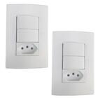 Conjunto Interruptores Simples Tomada 2p + T Padrao Kit 2un