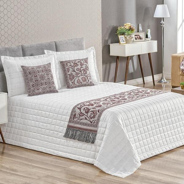 Conjunto Jacquard Pezeira dupla Face King 5 Peças Vinho