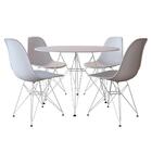 Conjunto Jantar Eames De Ferro Branco Tampo Redondo 110cm Bra