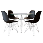 Conjunto Jantar Eames De Ferro Branco Tampo Redondo 110cm Vid