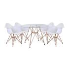 Conjunto Jantar Mesa Redonda Vidro 90cm Com 4 Poltronas Branc