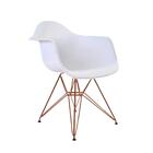 Conjunto Jantar Mesa Redonda Vidro 90cm Com 4 Poltronas Branc