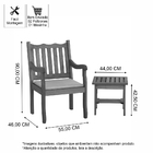 Conjunto Jardim 2 Poltronas Com Mesinha De Madeira Maciça Com