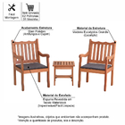Conjunto Jardim 2 Poltronas Com Mesinha De Madeira Maciça Com