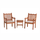 Conjunto Jardim 2 Poltronas Com Mesinha De Madeira Maciça Com