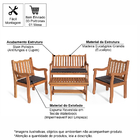 Conjunto Jardim De Madeira Maciça Com Estofado Trento Curvato