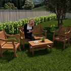 Conjunto Jardim De Madeira Maciça Trento Curvato Natural - St