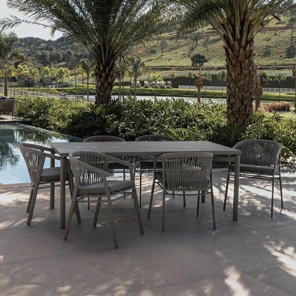 Conjunto Jardim E Varanda 1 Mesa 190cm 6 Cadeiras Com Braços