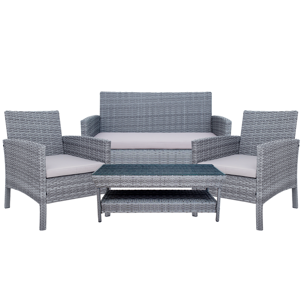 Conjunto Jardim Sofá 2 Lugares Com 2 Poltronas Rattan Davos +