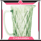 Conjunto Jarra 1l + 6 Taças 330ml Diamante Verde Vidro