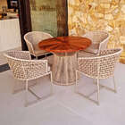 Conjunto Jasmin Em Corda Náutica - 4 Cadeiras + Mesa - Tecido