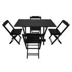 Conjunto Jogo De Mesa Com 4 Cadeiras De Madeira Dobravel 1,20