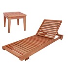 Conjunto Jogo Espreguiçadeiras E Mesa De Centro Em Madeira Ip