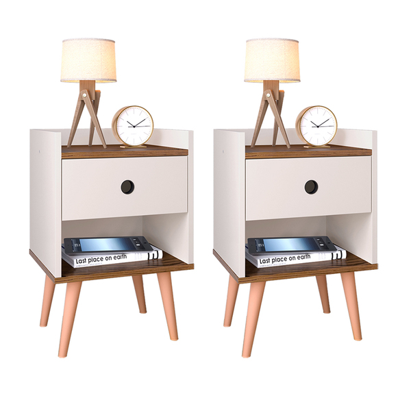 Conjunto Kit 2 Mesas De Cabeceira Compacta Retrô Mesinha Quar