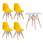 Conjunto Kit 4 Cadeiras Eiffel Eames Amarela + 1 Mesa Eames 8
