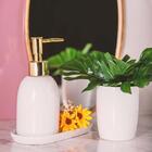 Conjunto Kit Banheiro Cerâmica Branco E Dourado Londres