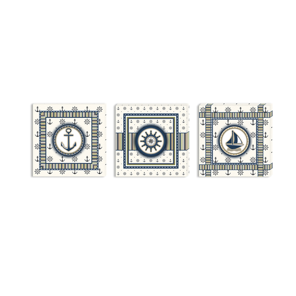Conjunto Kit Com 3 Quadros Nauticos Decorativos Linha Nautica Marinheiro Mar 3 Leroy Merlin