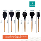 Conjunto Kit De Utensílios De Cozinha Silicone 6 Pçs Preto -