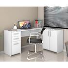 Conjunto Kit Escritório Mesa Escrivaninha Em L E Armário Esta