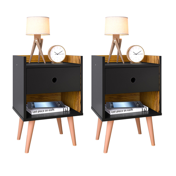 Conjunto Kit Moderno 2 Mesas De Cabeceira Compacta Retrô Mesi
