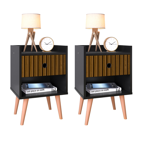 Conjunto Kit Quarto 2 Mesas De Cabeceira Pequena Retrô Mesinh