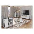 Conjunto Kit Sala Rack Mesas Aparador Opala Branco Caemmun