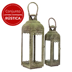 Conjunto Lanterna Marroquina Rustica Verde Envelhecido