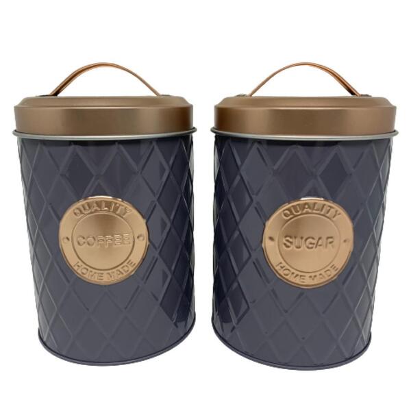 Conjunto Lata De Metal Porta Mantimentos Redonda Com Tampa