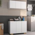 Conjunto Lavanderia Multiuso Armário Aéreo E Balcão 3 Portas